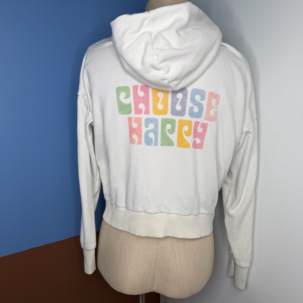 LNA Revolve Choose Happy Zip Up Hoodie in Lily White Size XS - Picture 5 of 7